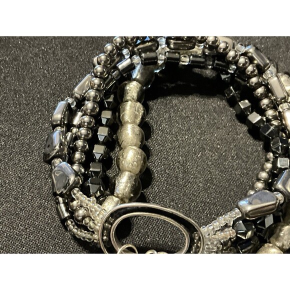 Size 7 Silpada Sterling Charms Multi Layered Stretch Bracelet. Tight Stretch - Picture 5 of 8